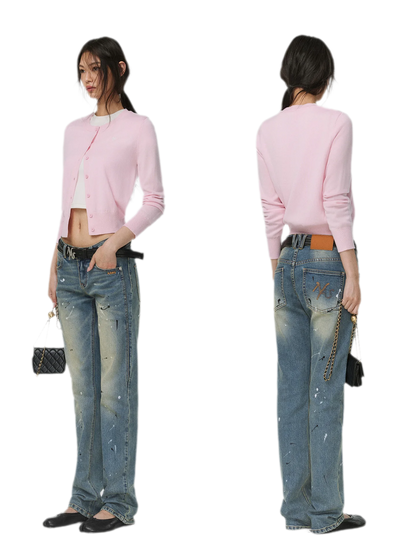 Gewaschene Distressed-Slim-Jeans