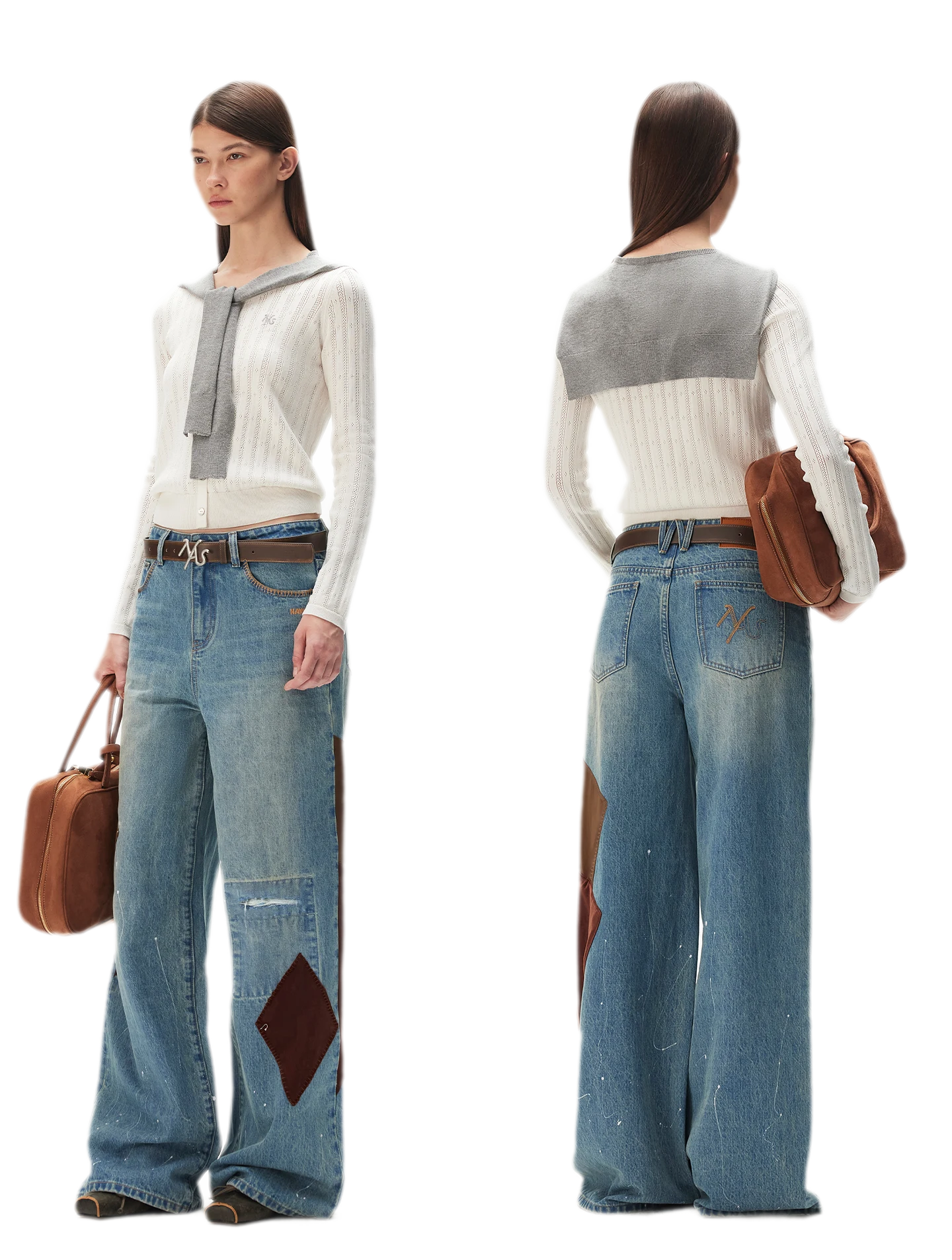 Washed Patchwork Jeans