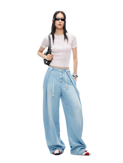 Tencel Denim Loose Wide-Leg Pants
