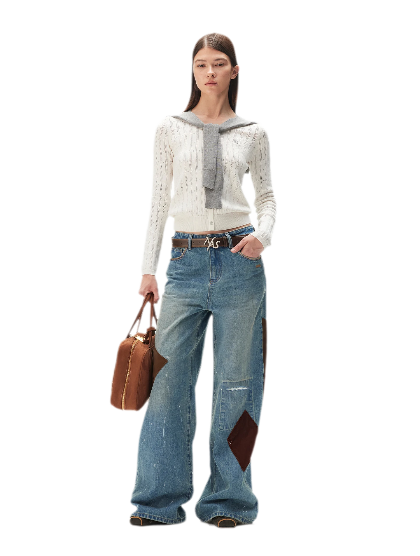 Washed Patchwork Jeans