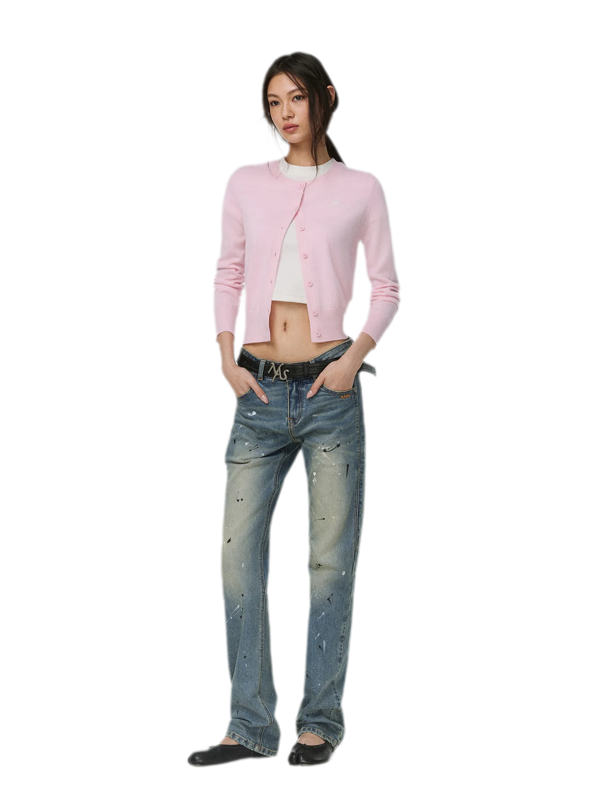 Gewaschene Distressed-Slim-Jeans
