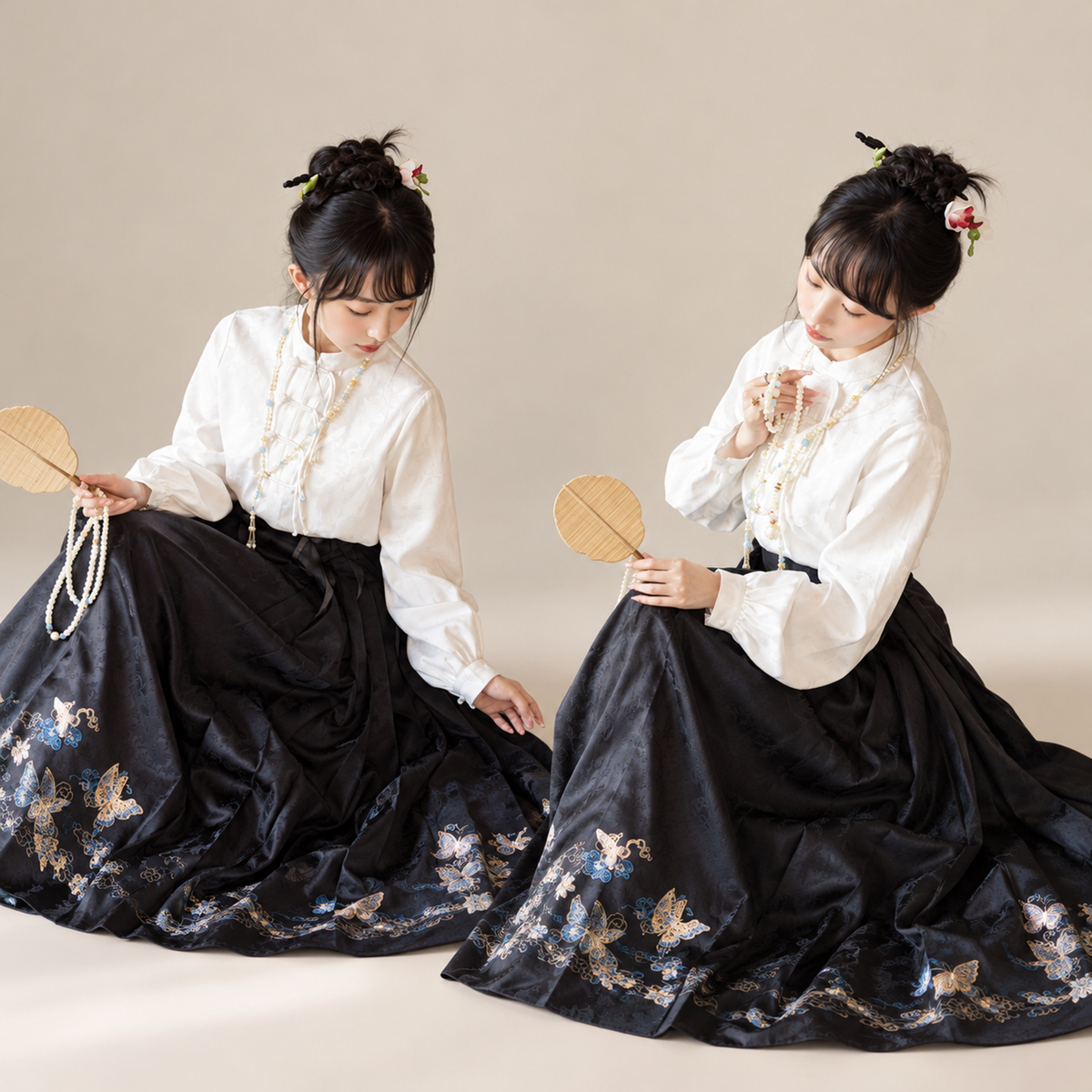 墨白 Ink White Jacquard Asymmetrical Stand-Collar