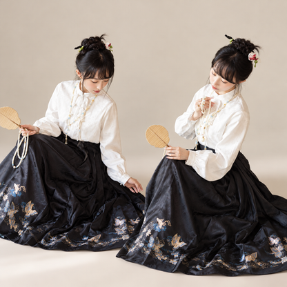 墨白 Ink White Jacquard Asymmetrical Stand-Collar