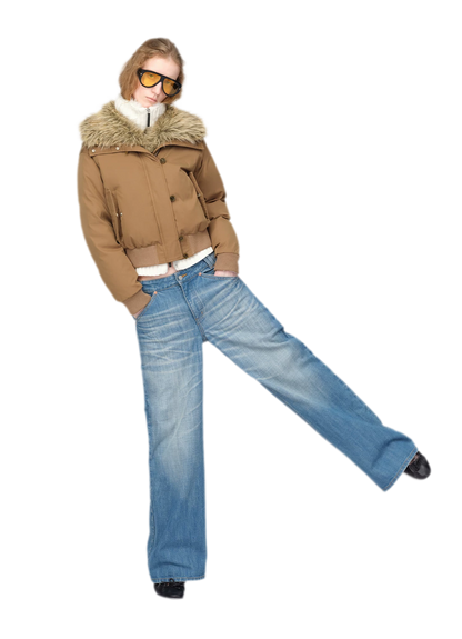 Washed Whisker Wide-Leg Jeans