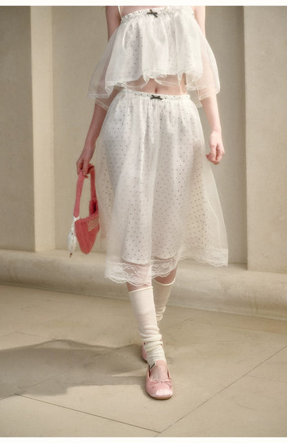 Babydoll Pearl Organza Polka Dot Set