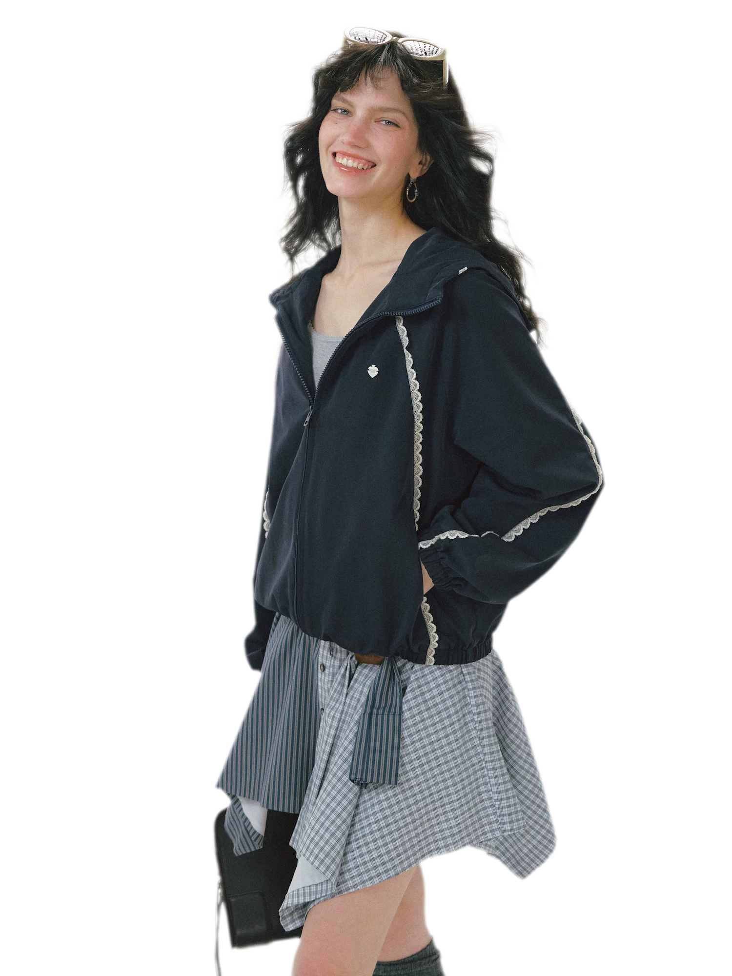 Lace Panel Hooded Jacket