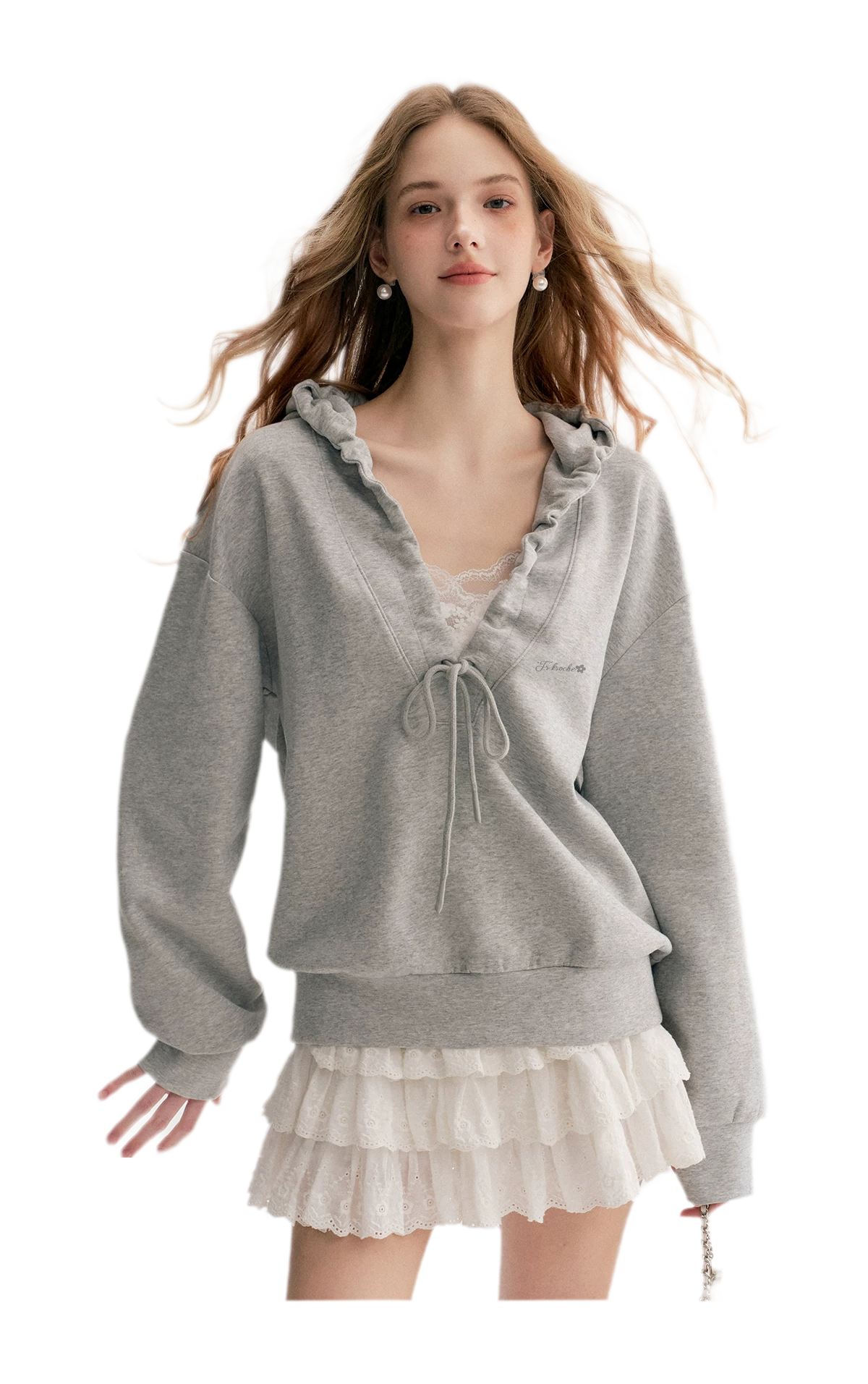 Cotton-Feel Ruched Oversized Hoodie