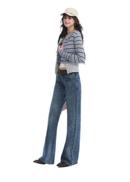Washed Bow Embroidered Jeans