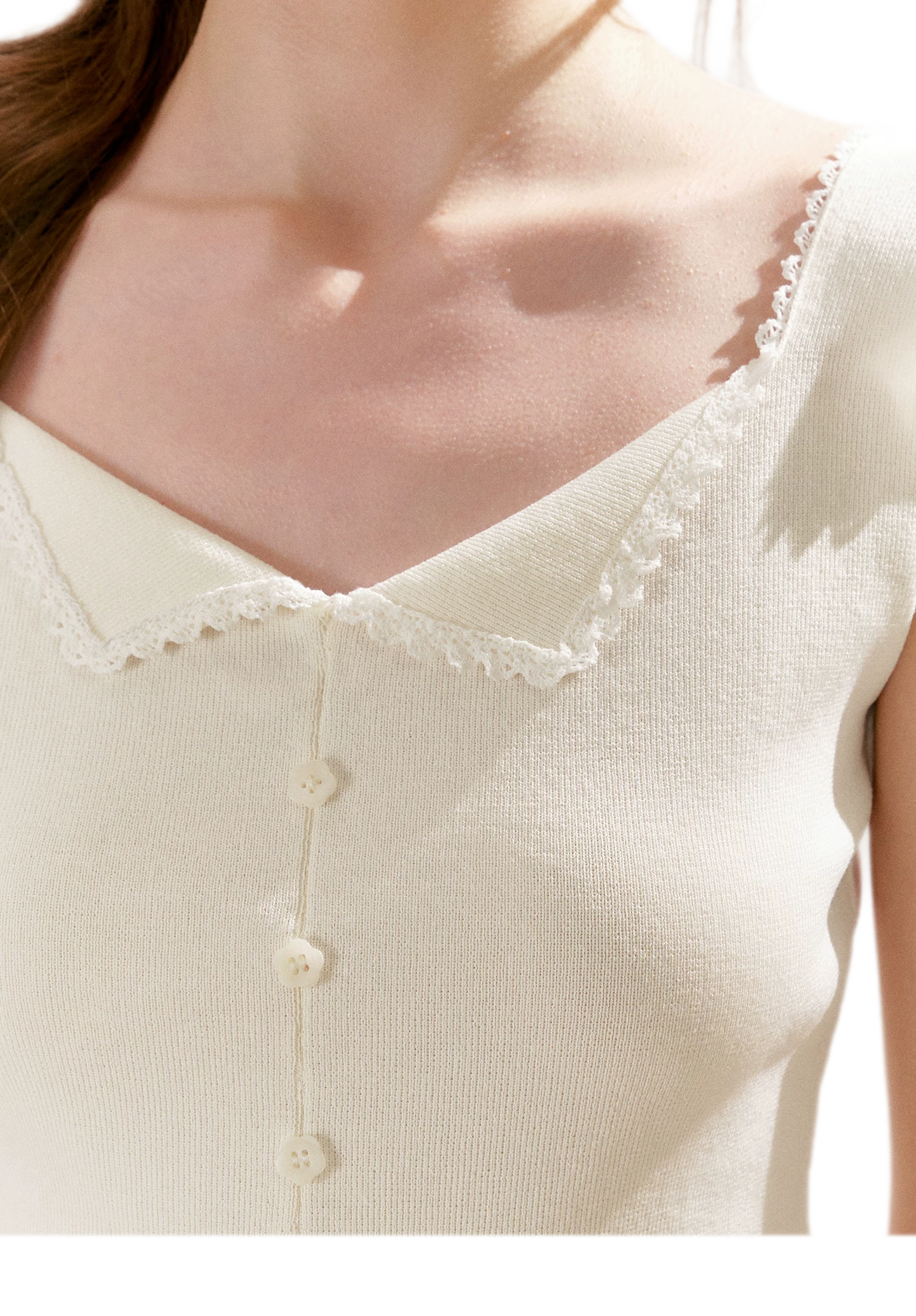 Lace Trim Knit Vest