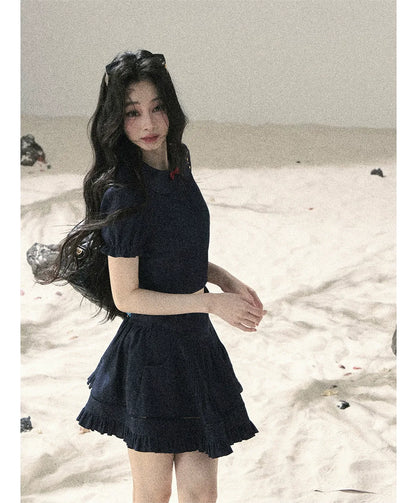 Seaside Pintuck Denim Set
