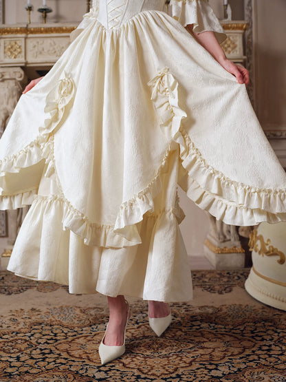 Jacquard Corset Ruffle Dress