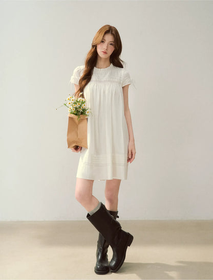 Embroidered Ruffle Dress