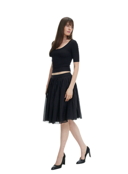 Pleated Chiffon Midi Skirt