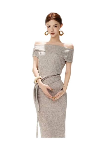 Melange Tie-Waist Skirt Set