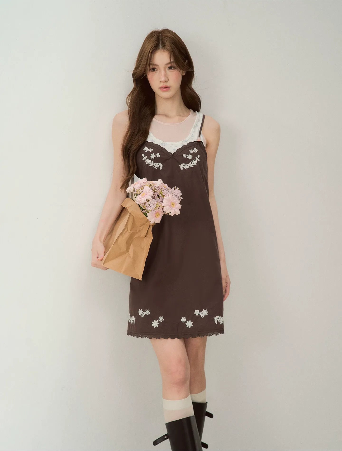 Cotton Embroidered Cami Dress