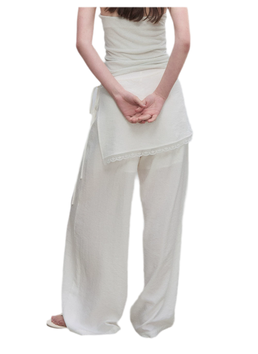 Textured Low-Waist Wide-Leg Trousers