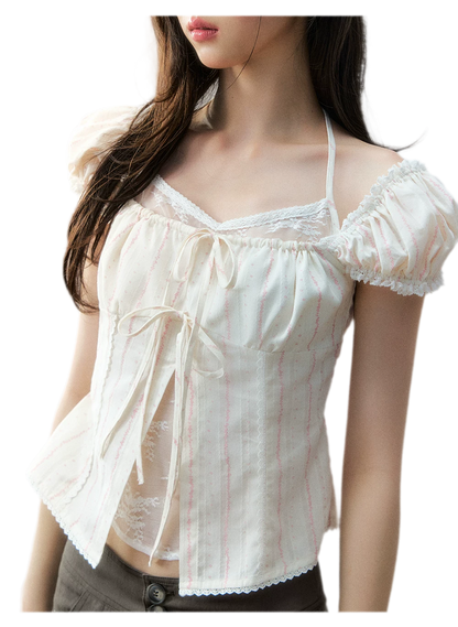 French Lace Puff Blouse