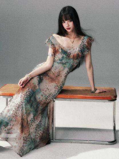 Sea Salt Leopard Chiffon Dress