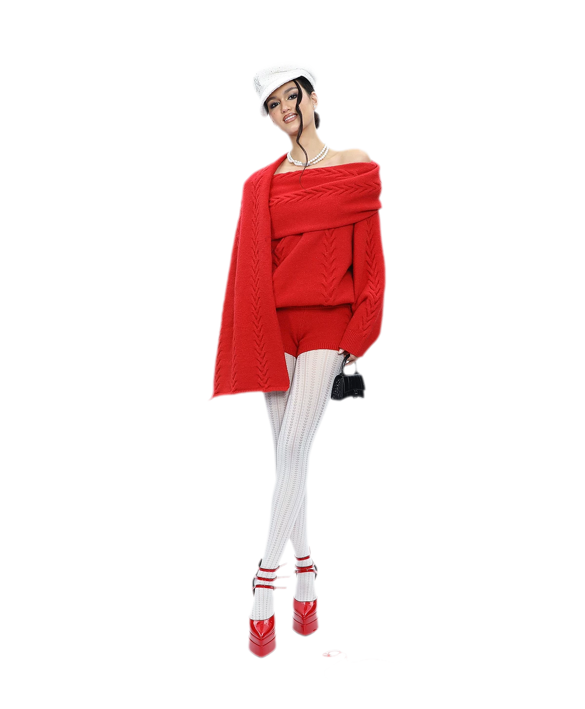 Conjunto de punto trenzado afelpado