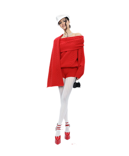 Conjunto de punto trenzado afelpado