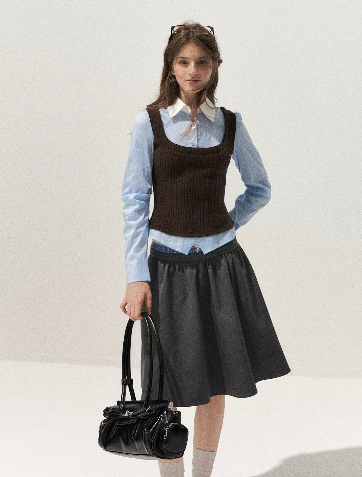 Pleated A-Line Mini Skirt