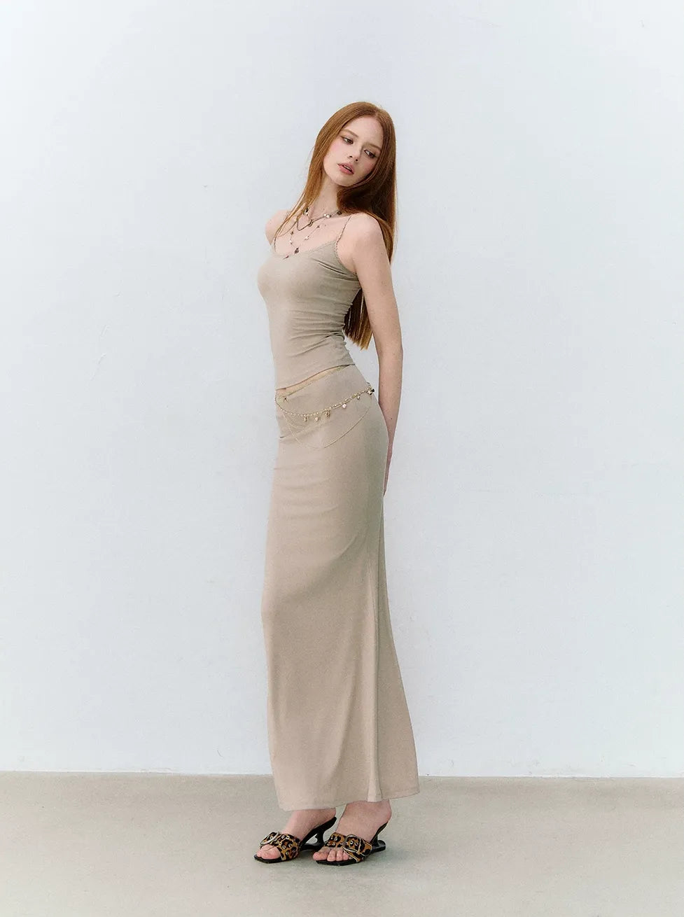 X-line Lace Trim Camisole, Pullover &amp; Mermaid Skirt