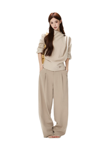 Textured Draped Oversized Shirt
