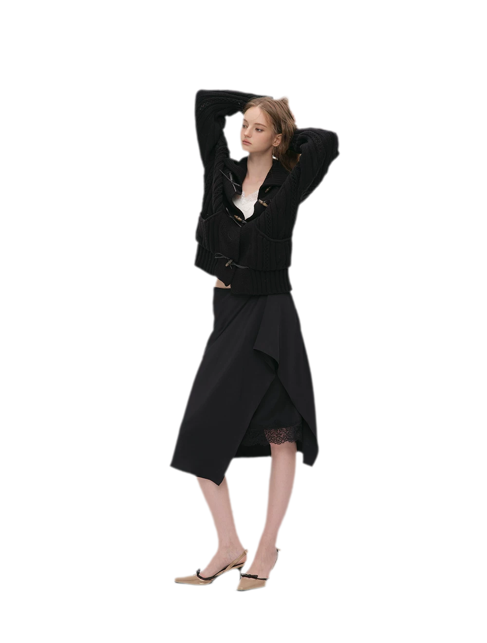 Cable Knit Cropped Cardigan