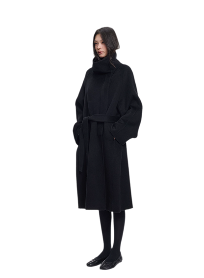 Double-Faced Wool Belted Coat