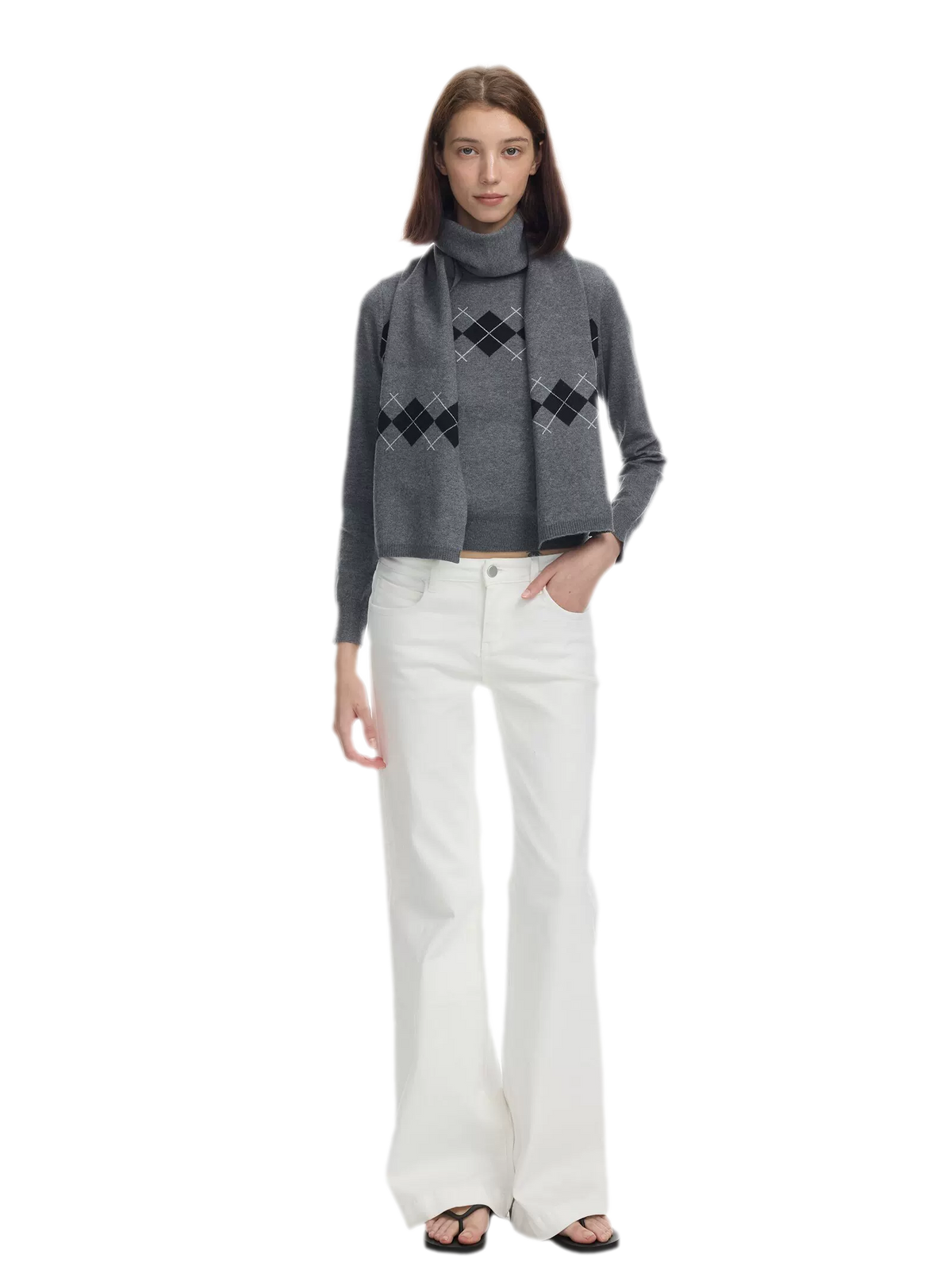 Argyle Waist-Shaped Sweater Set