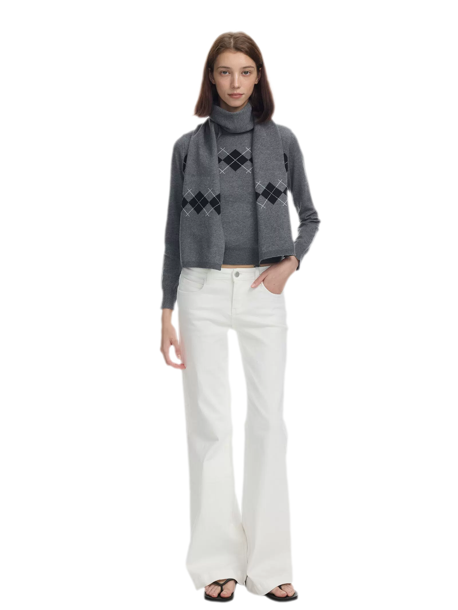 Argyle Waist-Shaped Sweater Set