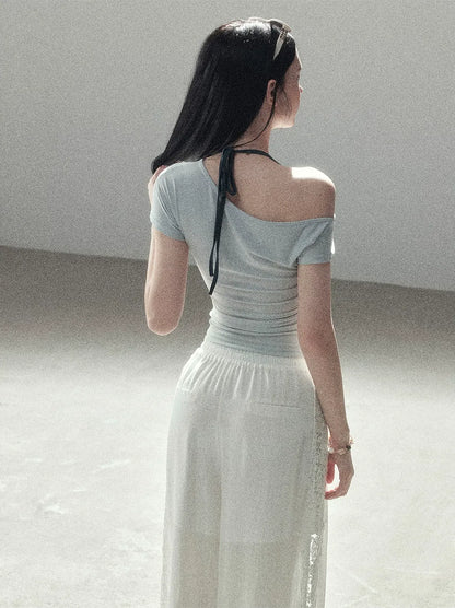 Asymmetric Twist Off-Shoulder Tee