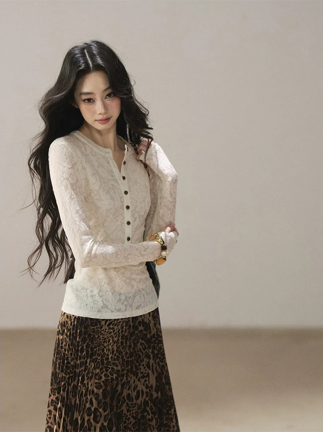 Paisley Jacquard Cropped Wool Top