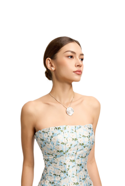 Jacquard Camellia Corset Top