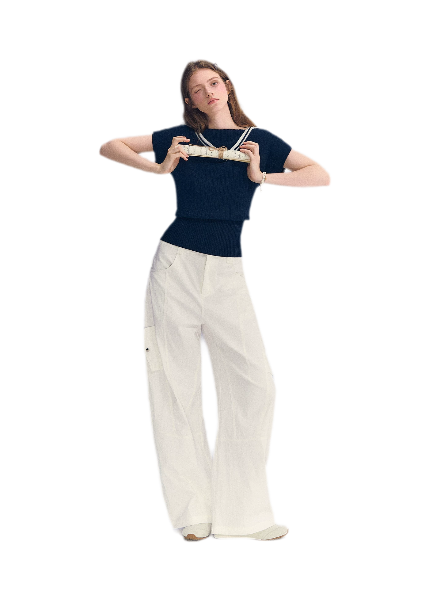 Deconstructed Curved Cargo Pants