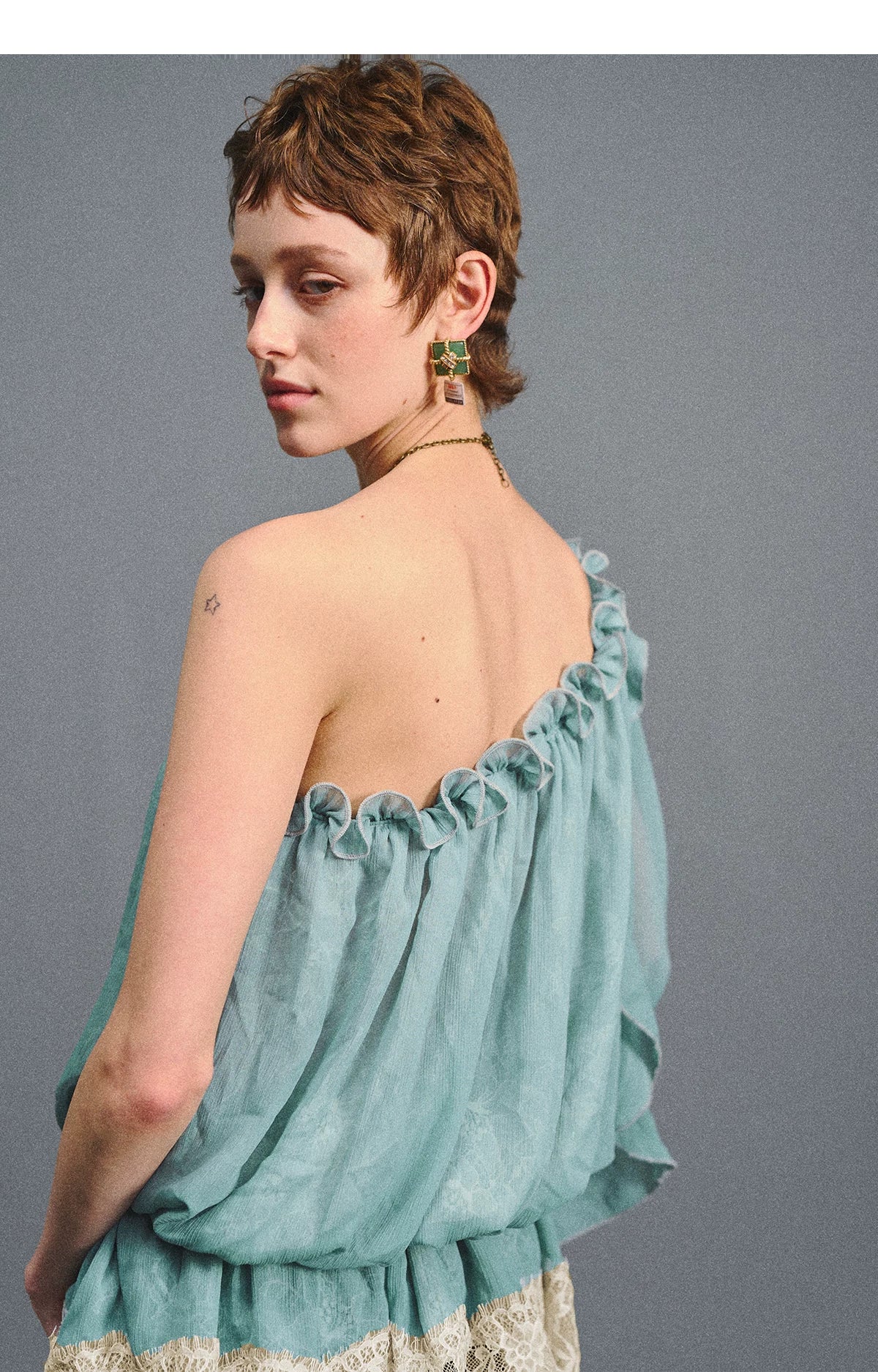 One-Shoulder Chiffon Blouse