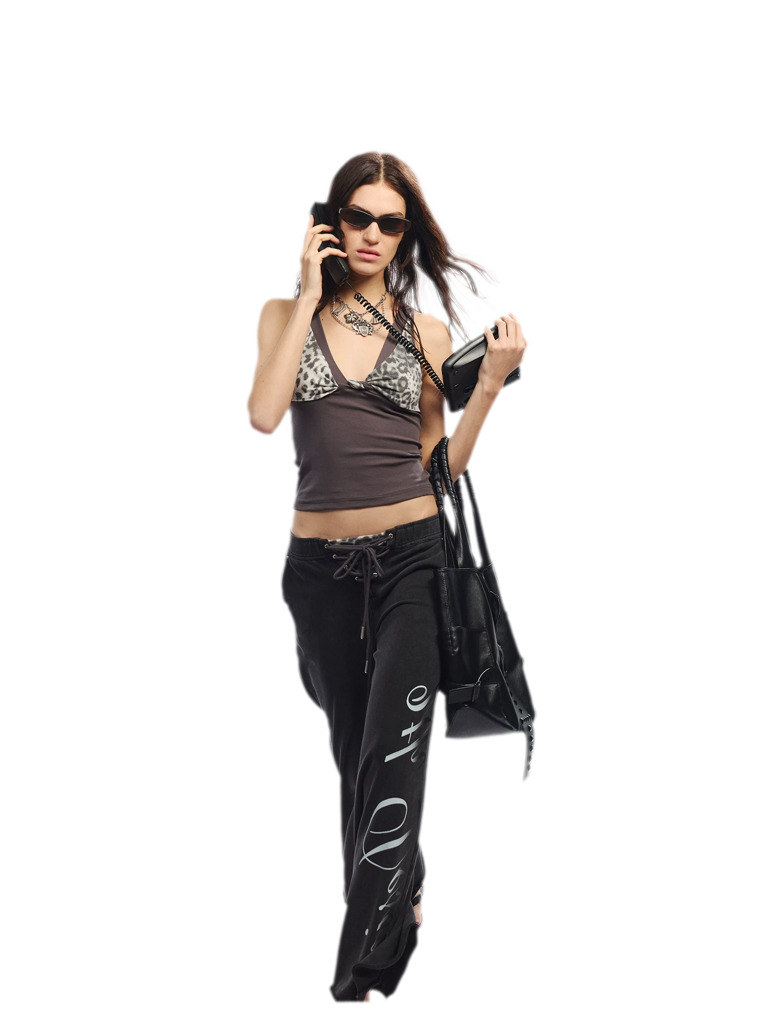Leopard Print Rhinestone V-neck Camisole