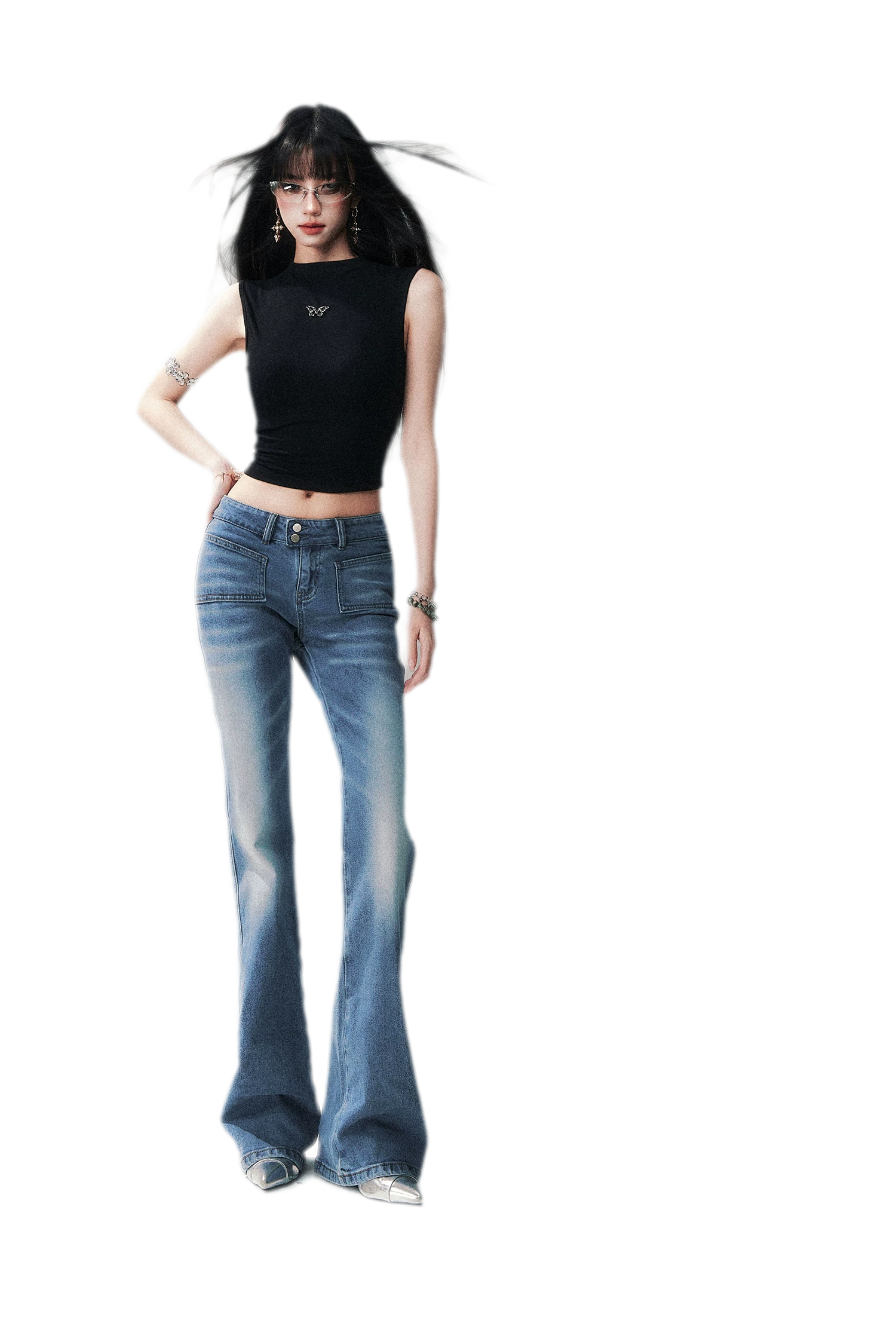 Low Rise Flare Jeans