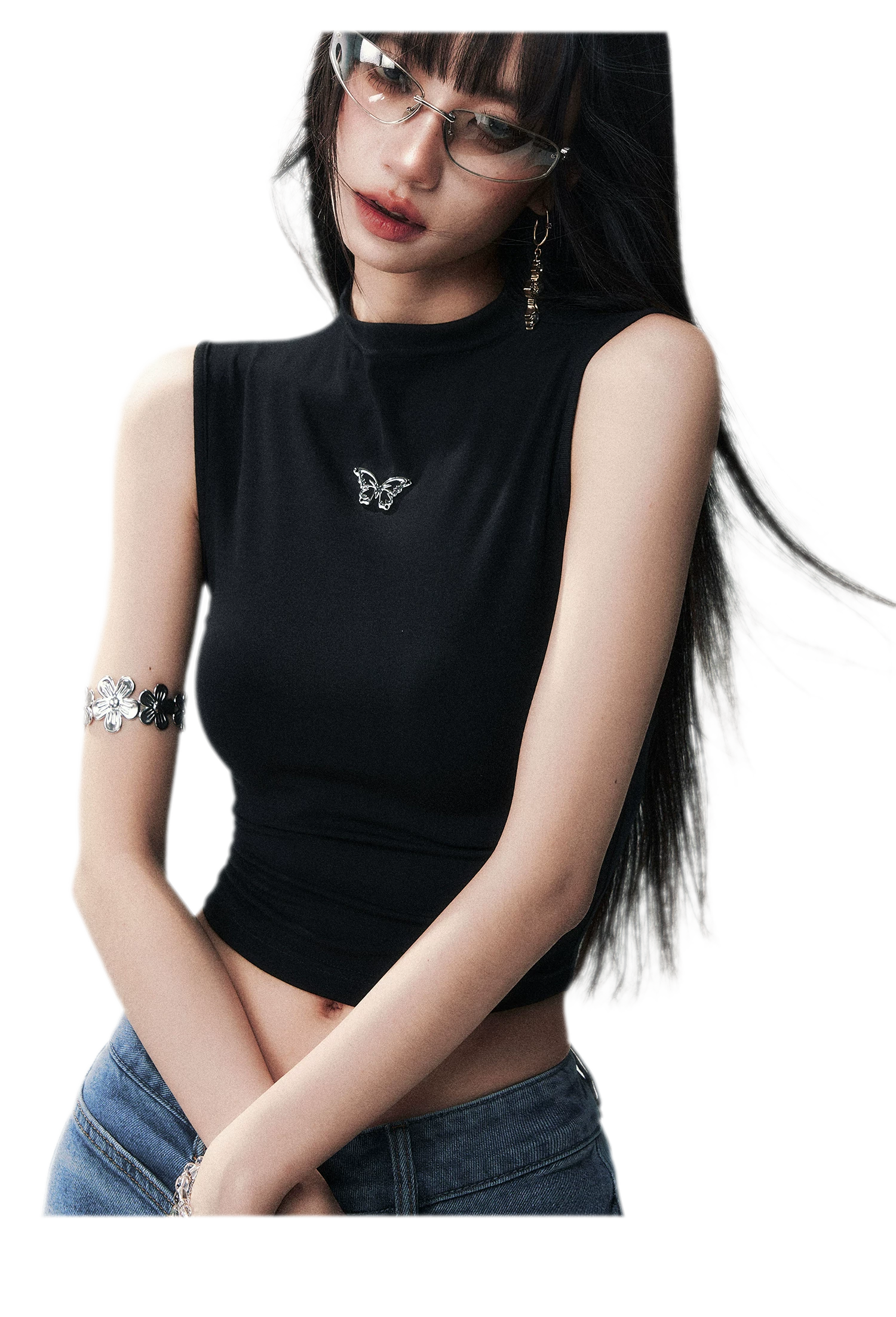 Sleeveless High Neck Tee