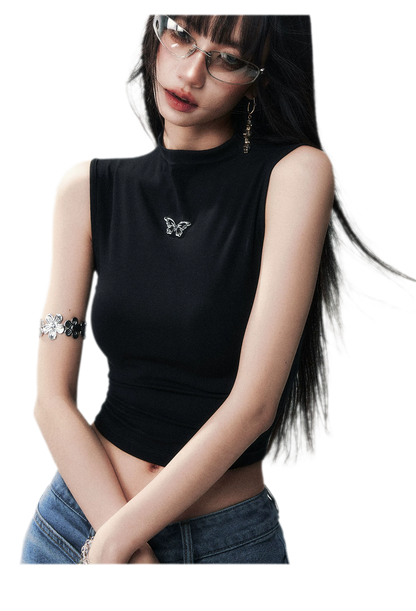 Sleeveless High Neck Tee