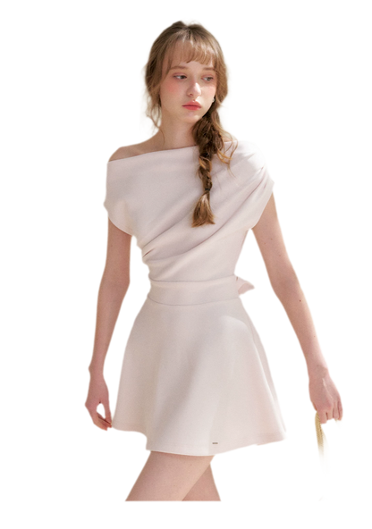 Romantic French Off-Shoulder Short Dress