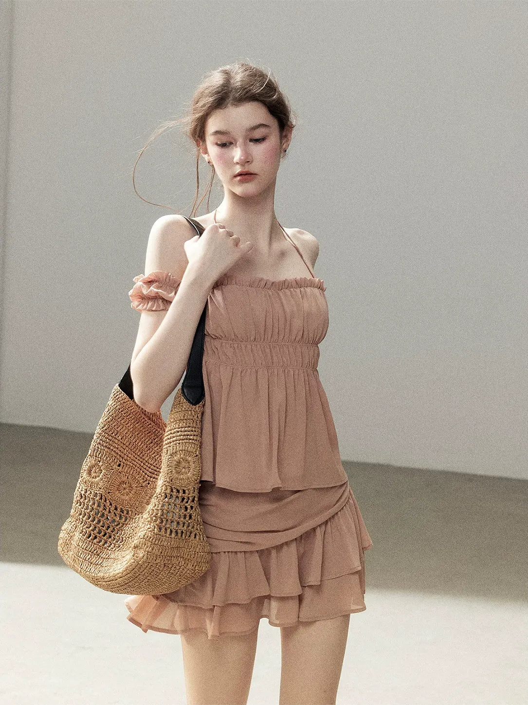 Pleated Chiffon Mini Set