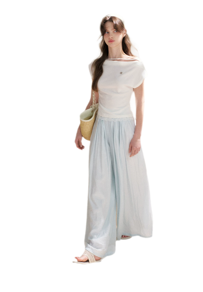 Lace Trim Asymmetric Short Sleeve T-Shirt