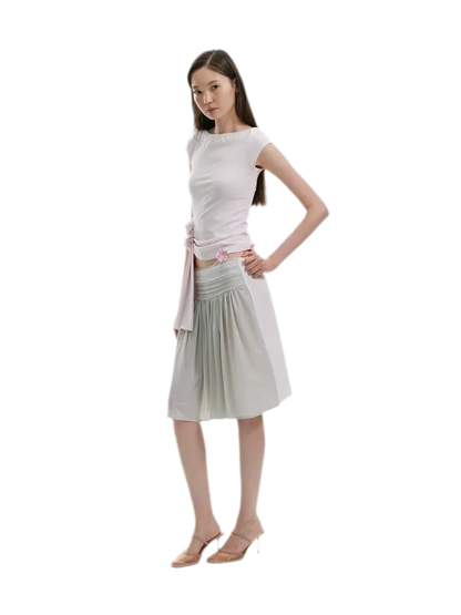 Asymmetric Flower Short Sleeve Top
