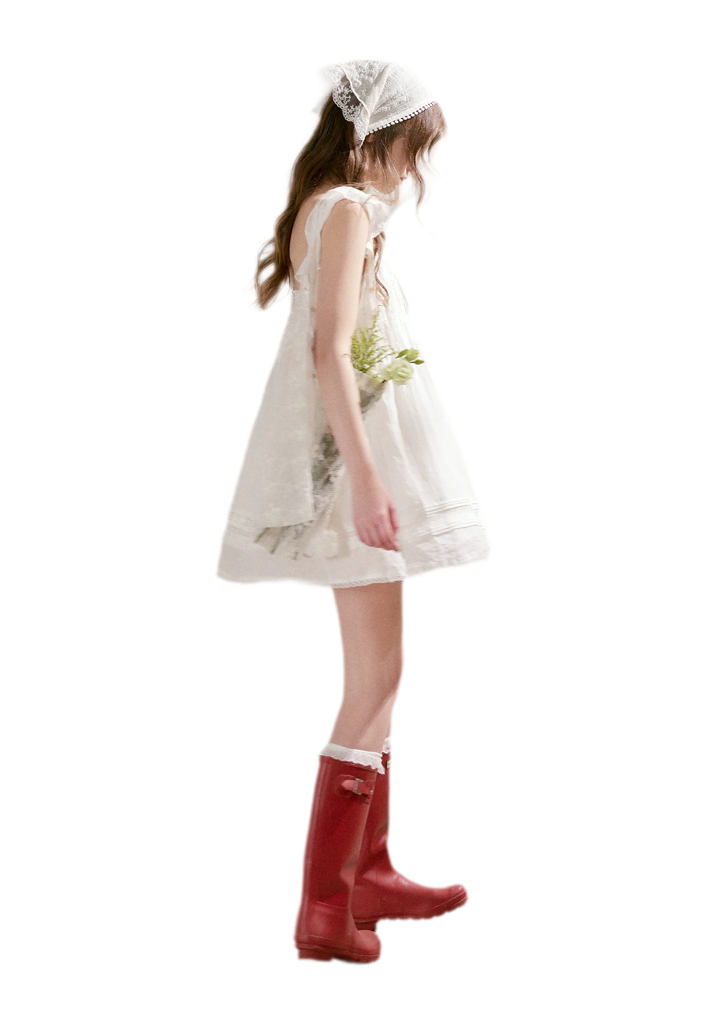 Pleated Lace A-Line Dress