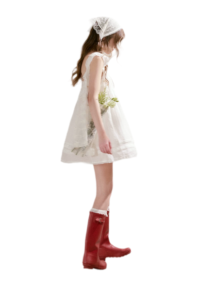 Pleated Lace A-Line Dress