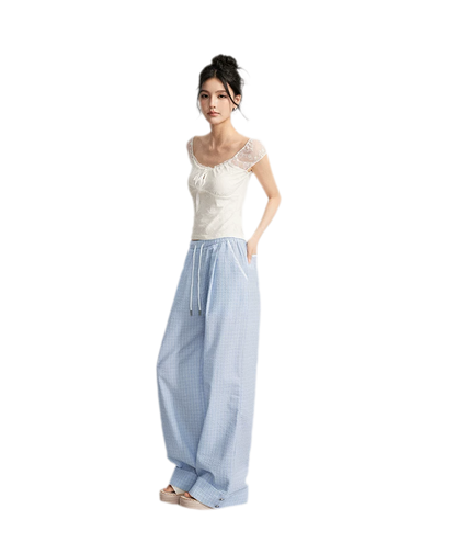 Plaid Wide-Leg Trousers