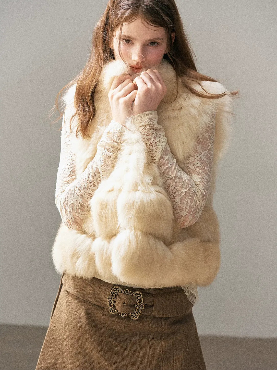 Fox Fur Stand-Collar Vest