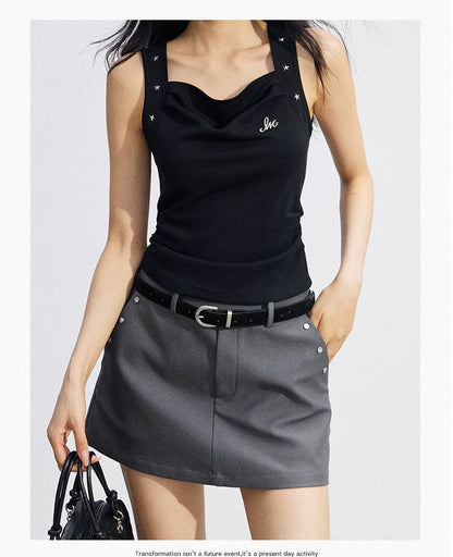 Star Pleated Sleeveless Top