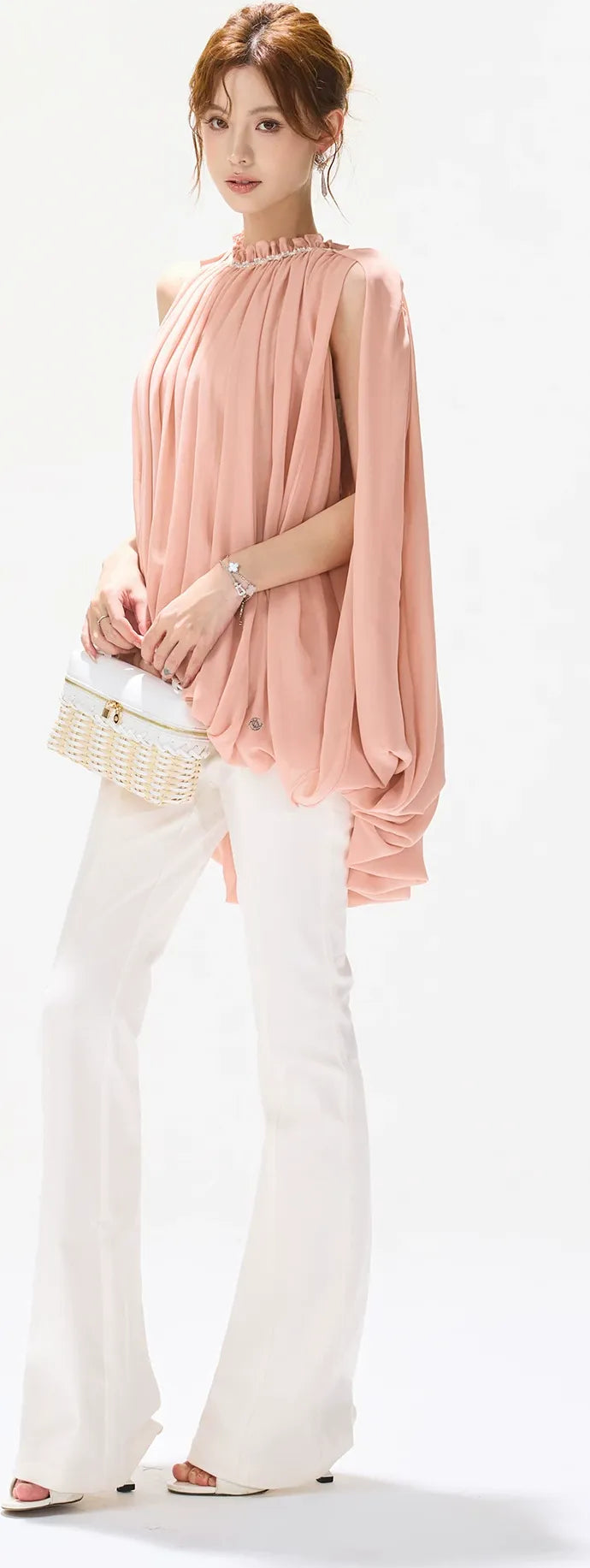 Beaded Halter Peplum Top